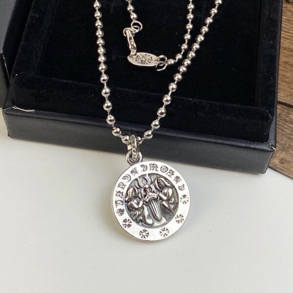 replica,repliche,fake,1:1,earrings,bracelet,ring,jewelry Collana con ritratto di moneta e cuore di corvo (BF48)