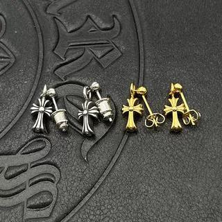 replica,repliche,fake,1:1,earrings,bracelet,ring,jewelry Orecchini con croce in oro 22K con cuore di corvo (D066)