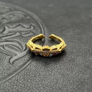 replica,repliche,fake,1:1,earrings,bracelet,ring,jewelry Anello con fiore a croce piccola aperta con diamanti Crow Heart in oro 22K (73BE)