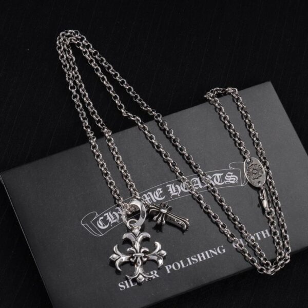 replica,repliche,fake,1:1,earrings,bracelet,ring,jewelry  Collana con cuori cromati (FC8E)