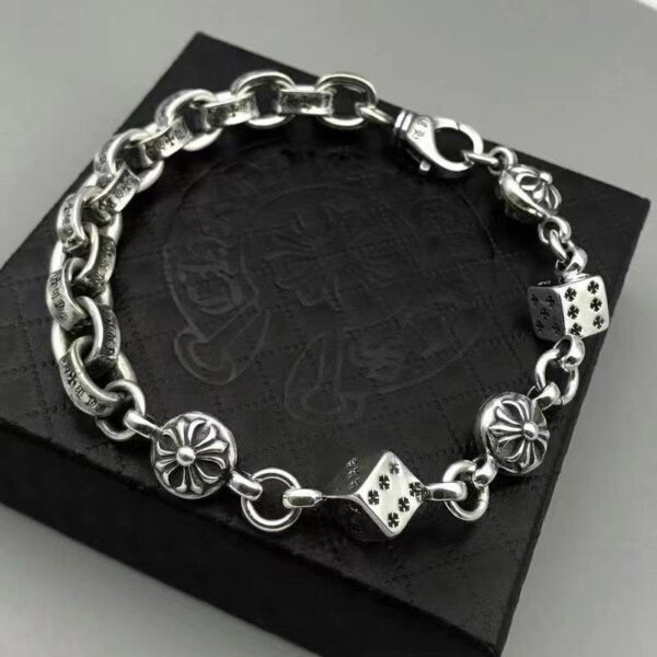 replica,repliche,fake,1:1,earrings,bracelet,ring,jewelry  Bracciale con croce di cuori cromati Bracciale per coppia da uomo e da donna (401C)