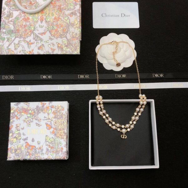 replica,repliche,fake,1:1,earrings,bracelet,ring,jewelry Collana Dior con doppia perla e cristalli CD (372F)