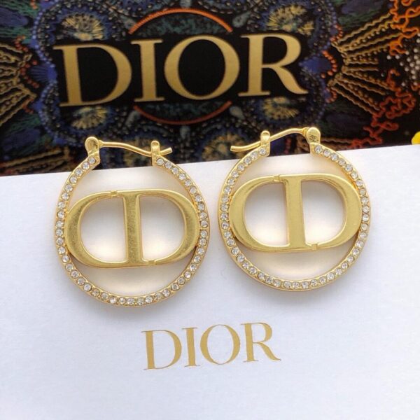 replica,repliche,fake,1:1,earrings,bracelet,ring,jewelry I nuovi ganci per le orecchie di gioielli rotondi con strass lucidi di Dior (AB7E)