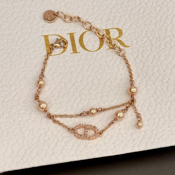 Ultimo braccialetto a doppio strato con cd in oro rosa di Dior (5442)