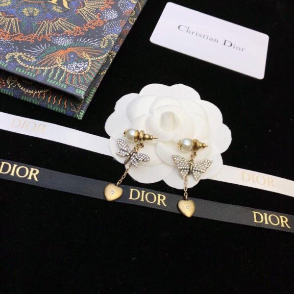 replica,repliche,fake,1:1,earrings,bracelet,ring,jewelry Orecchini a bottone JADIOR a farfalla vintage Dior New Gold (2881)