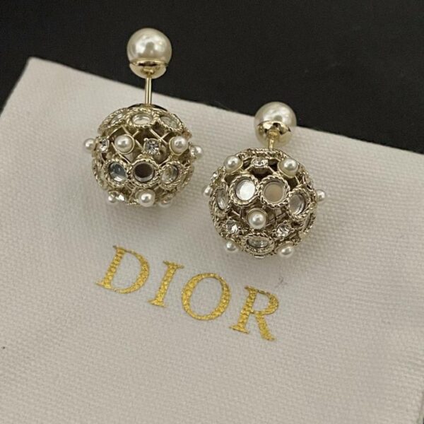 Dior nuovi orecchini di perle a specchio cd consistente materiale in ottone ZP (DD0B)
