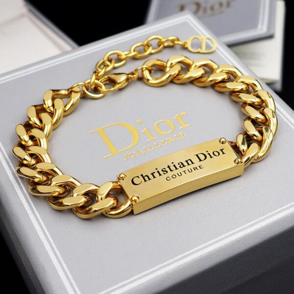Bracciale in denim con lettera Dior, oro (762D)