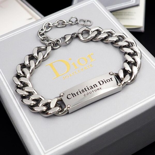Bracciale in denim con lettera Dior argento (BA0B)