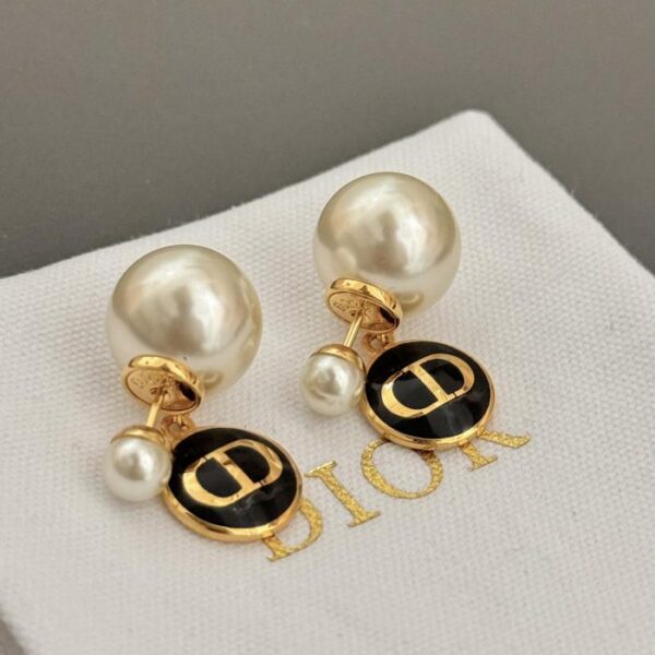 replica,repliche,fake,1:1,earrings,bracelet,ring,jewelry Orecchini Dior con perle rotonde nere (8C3F)
