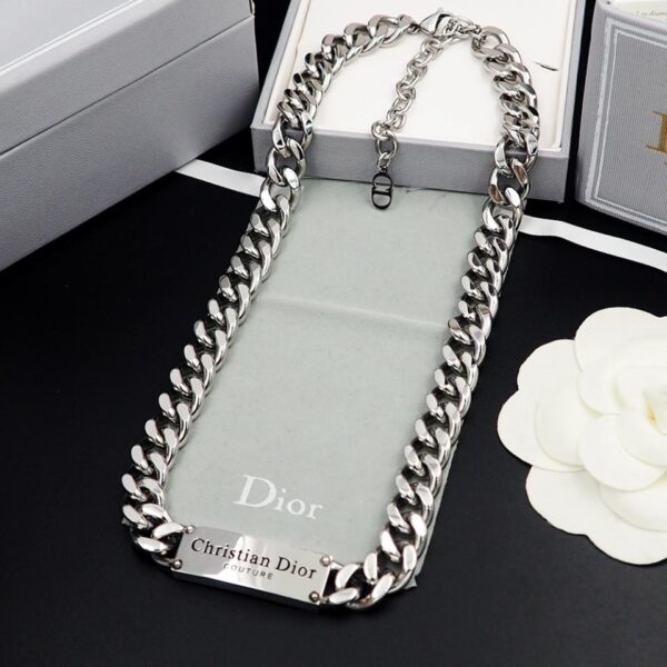 replica,repliche,fake,1:1,earrings,bracelet,ring,jewelry Collana in denim con lettera Dior argento (3C8E)