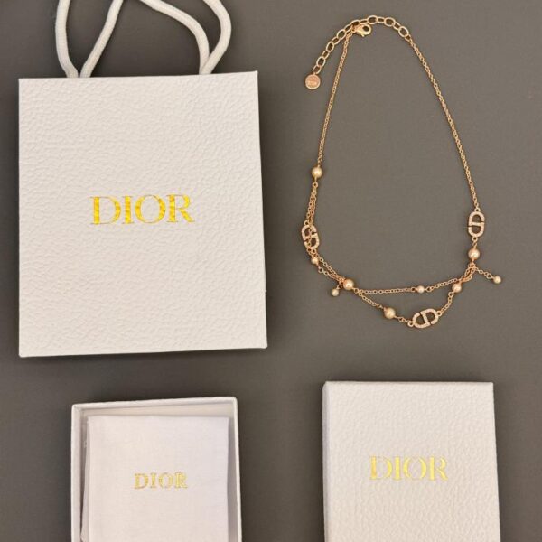 Ultima collana Dior a doppio strato con cd in oro rosa (24C1)