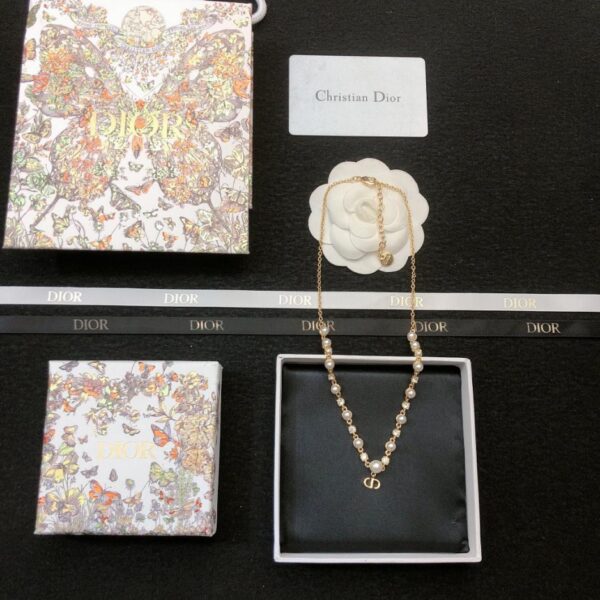 Collana CD Dior con cristalli di perle a strato singolo (3159)