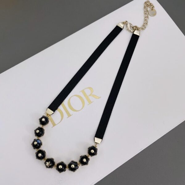 replica,repliche,fake,1:1,earrings,bracelet,ring,jewelry Choker Dior con nove nastri di pietre nere (6AD0)