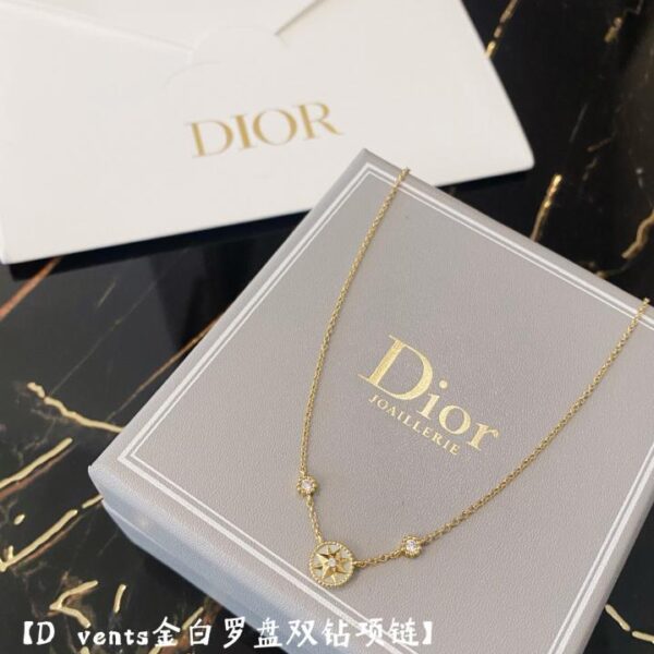 Collana Dior Vents con doppio diamante bussola in oro e bianco (DE6C)