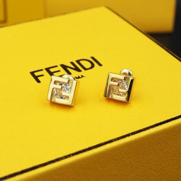 replica,repliche,fake,1:1,earrings,bracelet,ring,jewelry FENDI Orecchini a bottone FF zirconi lucidi (5259)