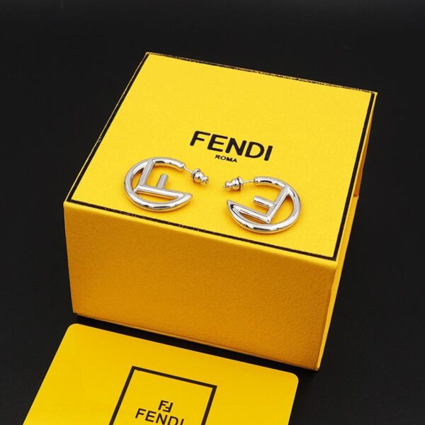 replica,repliche,fake,1:1,earrings,bracelet,ring,jewelry FENDI Orecchini a cerchio grandi lettera F misura piccola (0C8F)
