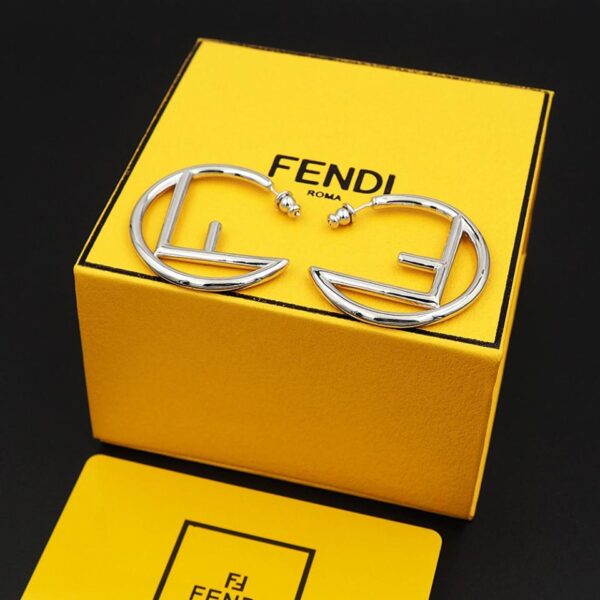 replica,repliche,fake,1:1,earrings,bracelet,ring,jewelry FENDI Orecchini a cerchio grandi con lettera F misura media (51FB)