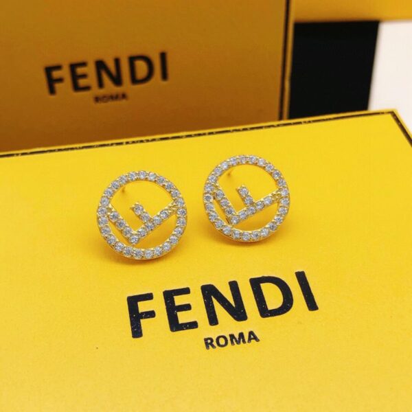 replica,repliche,fake,1:1,earrings,bracelet,ring,jewelry Orecchini a perno tondi Fendi con diamanti (2BE8)