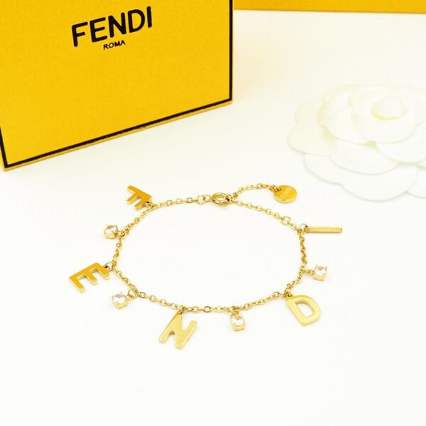 replica,repliche,fake,1:1,earrings,bracelet,ring,jewelry Bracciale sottile con pendente FENDI lettera logo (A163)
