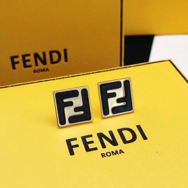 replica,repliche,fake,1:1,earrings,bracelet,ring,jewelry Fendi Orecchini Quadrati Gocce di Olio Nere (F4D0)