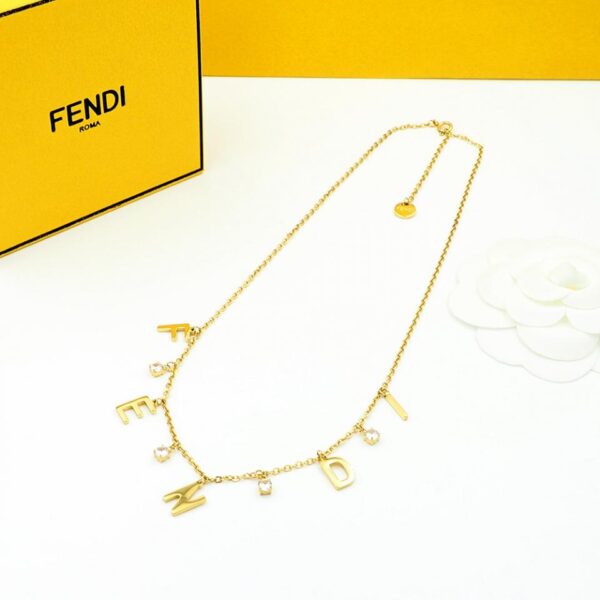 replica,repliche,fake,1:1,earrings,bracelet,ring,jewelry FENDI collana sottile con pendente logo lettera (21C9)