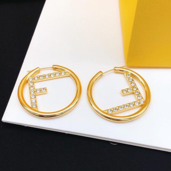 replica,repliche,fake,1:1,earrings,bracelet,ring,jewelry Fendi Orecchini Round F Diamante Luna (B667)