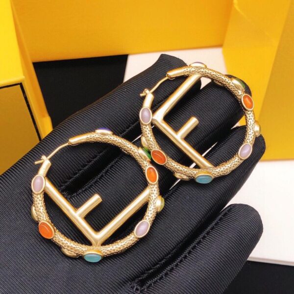 replica,repliche,fake,1:1,earrings,bracelet,ring,jewelry Orecchini Fendi Luna rotonda con diamanti colorati (9BD0)