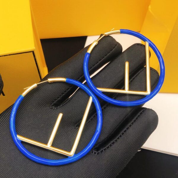 replica,repliche,fake,1:1,earrings,bracelet,ring,jewelry Orecchini Fendi Grandi Combinazione Oro Blu Rotondo Lucido (B8CD)