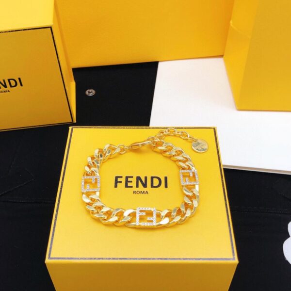replica,repliche,fake,1:1,earrings,bracelet,ring,jewelry Bracciale Fendi FF diamanti oro (FAA5)