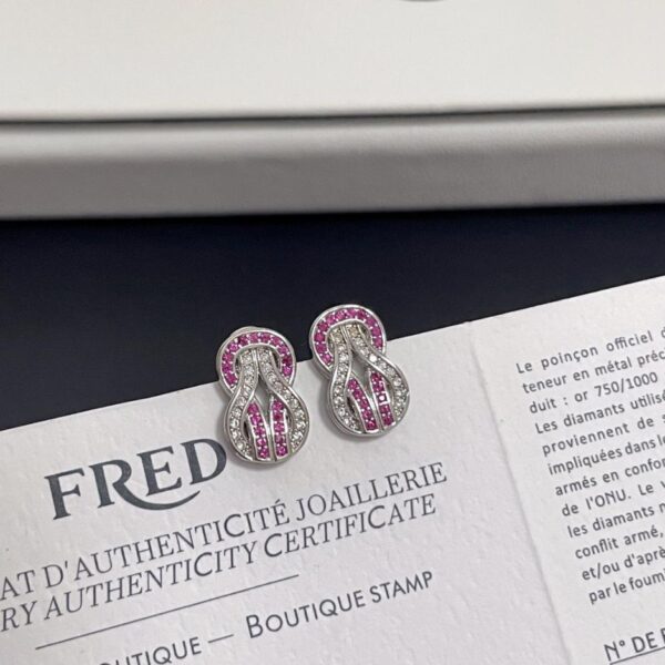 replica,repliche,fake,1:1,earrings,bracelet,ring,jewelry Orecchini Fred con fibbia a ferro di cavallo con diamanti rosa (F60F)