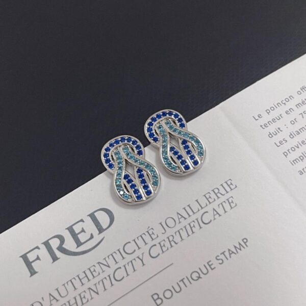 replica,repliche,fake,1:1,earrings,bracelet,ring,jewelry Orecchini a ferro di cavallo con diamanti blu Fred (3AF5)