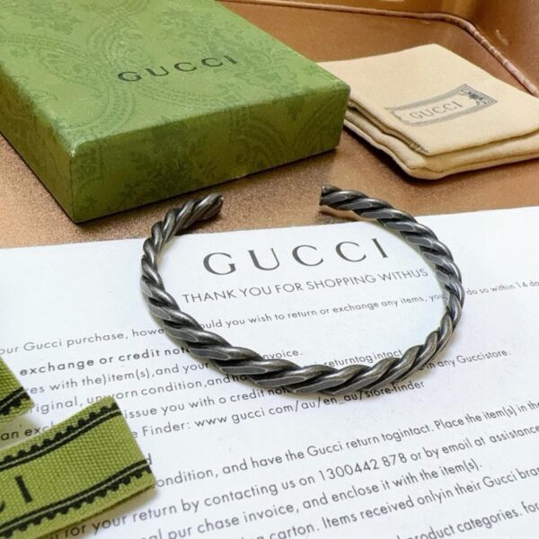 replica,repliche,fake,1:1,earrings,bracelet,ring,jewelry Bracciale Gucci in argento antico fatto a mano puro (7258)