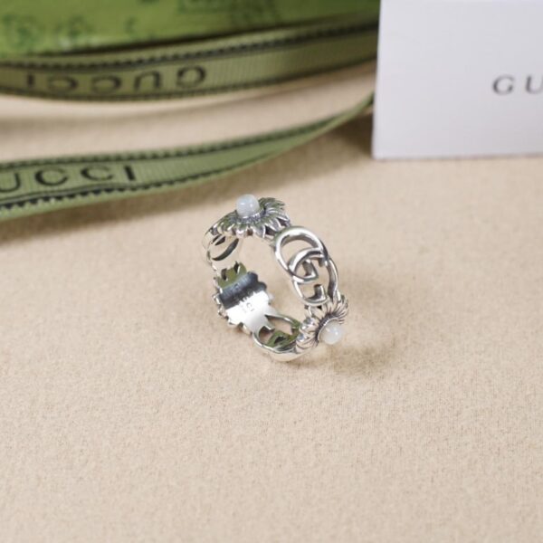 replica,repliche,fake,1:1,earrings,bracelet,ring,jewelry [Argento sterling 925 completo] Anello vintage con margherita doppia G intrecciata Gucci (238B)