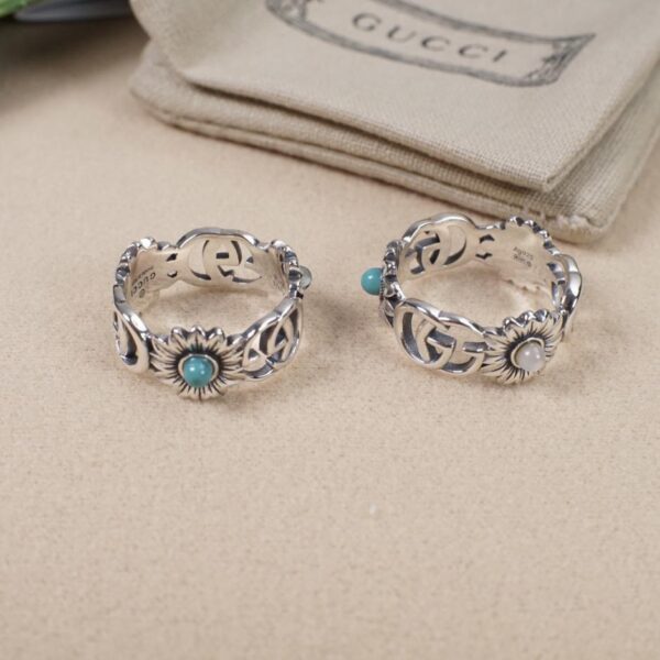 replica,repliche,fake,1:1,earrings,bracelet,ring,jewelry [Argento sterling 925 completo] Anello vintage con margherita doppia G intrecciata Gucci (44F0)