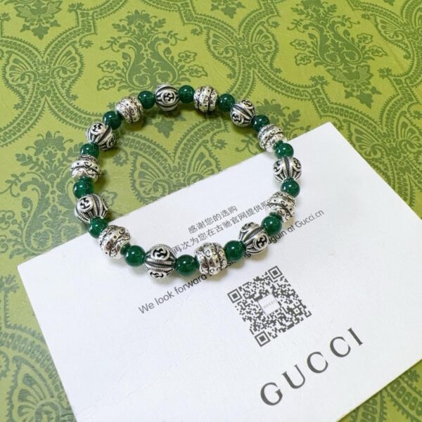replica,repliche,fake,1:1,earrings,bracelet,ring,jewelry Bracciali Gucci per uomo e donna, l’ultimo braccialetto in agata verde naturale (F7BF)