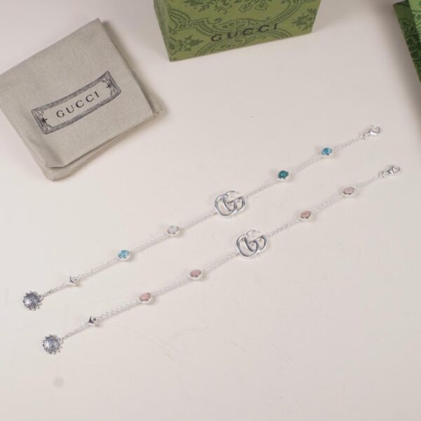 [Argento sterling 925 completo] Gucci Bracciale vintage con margherita doppia G intrecciata (D0B9)
