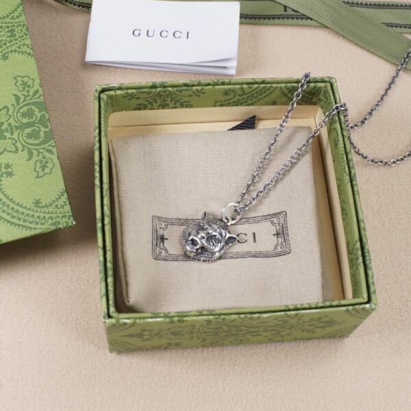 replica,repliche,fake,1:1,earrings,bracelet,ring,jewelry [Argento sterling 925 completo] Gucci Collana con testa di tigre Serie Garden Gioielli in argento Forma di testa di tigre (E6B1)