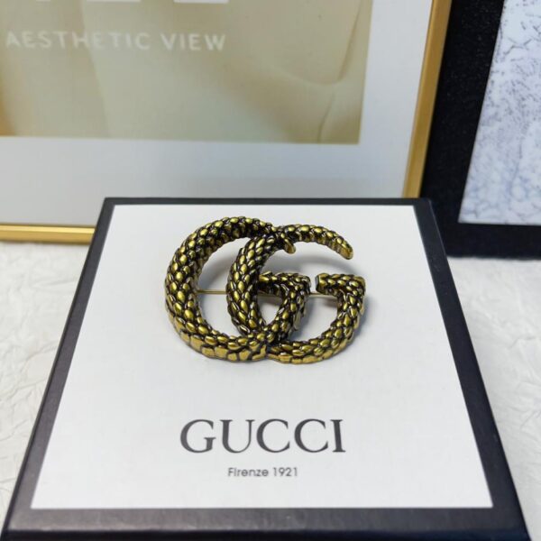 replica,repliche,fake,1:1,earrings,bracelet,ring,jewelry Spilla Gucci nuova spiga di grano con logo (508D)
