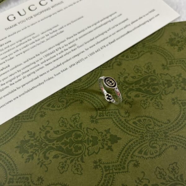 replica,repliche,fake,1:1,earrings,bracelet,ring,jewelry Anello epossidico stretto con doppia G intrecciata Gucci (5F06)