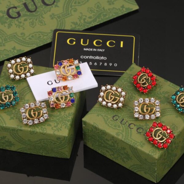 replica,repliche,fake,1:1,earrings,bracelet,ring,jewelry Orecchini Gucci Serie Doppia G Orecchini Gucci Stile Perla Colore Diamante (B800)