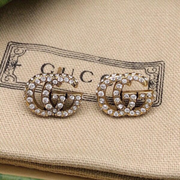 replica,repliche,fake,1:1,earrings,bracelet,ring,jewelry Gucci nuovi orecchini con diamanti doppia G (3762)