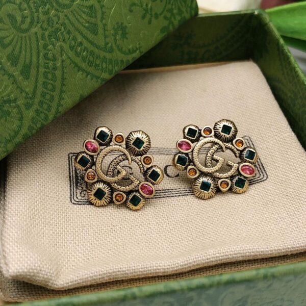 replica,repliche,fake,1:1,earrings,bracelet,ring,jewelry Orecchini con diamanti rossi moda Gucci GG (BE62)