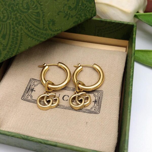 replica,repliche,fake,1:1,earrings,bracelet,ring,jewelry Gucci orecchini doppia G lucidi s925 ago in argento sterling (DDA9)