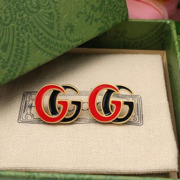 replica,repliche,fake,1:1,earrings,bracelet,ring,jewelry I nuovi orecchini Doppia G di Gucci, rossi e neri, pieni di un tocco di fascia alta (F037)