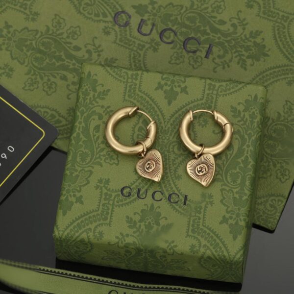replica,repliche,fake,1:1,earrings,bracelet,ring,jewelry Orecchini Gucci Vintage Cuore Pesca (078D)