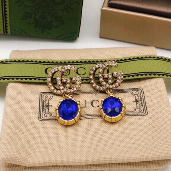 replica,repliche,fake,1:1,earrings,bracelet,ring,jewelry Orecchini Gucci Doppia G blu(7471)