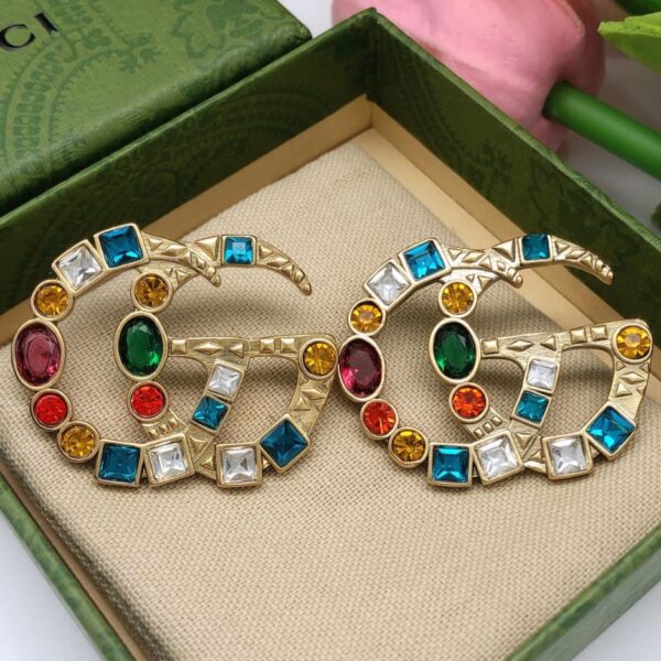replica,repliche,fake,1:1,earrings,bracelet,ring,jewelry Gucci nuovi orecchini con diamanti colorati (8EFC)