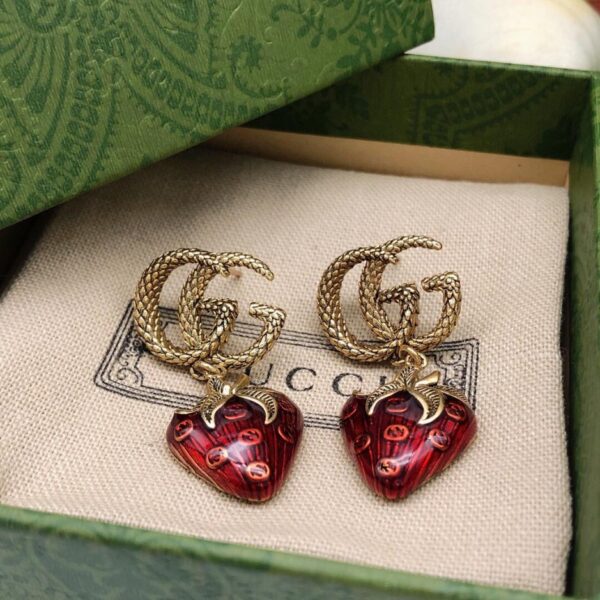 replica,repliche,fake,1:1,earrings,bracelet,ring,jewelry Orecchini Gucci fragola (ED66)