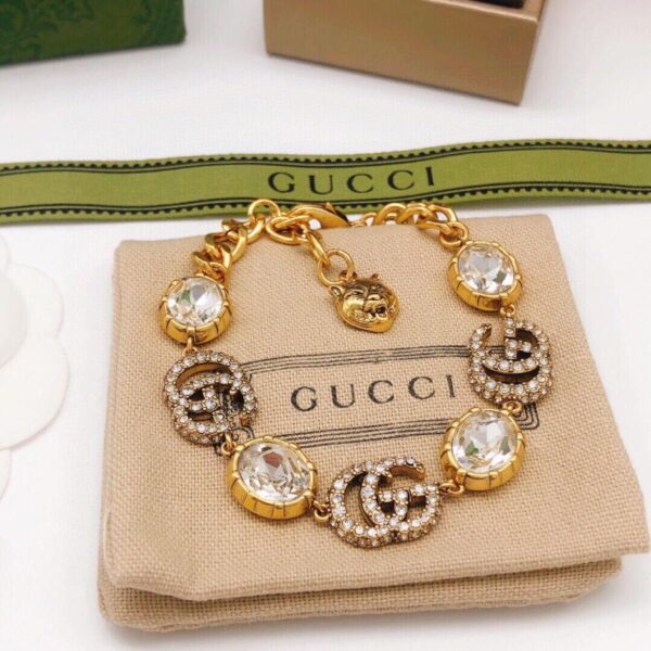 replica,repliche,fake,1:1,earrings,bracelet,ring,jewelry Bracciale Gucci doppia G con diamanti (5ECB)