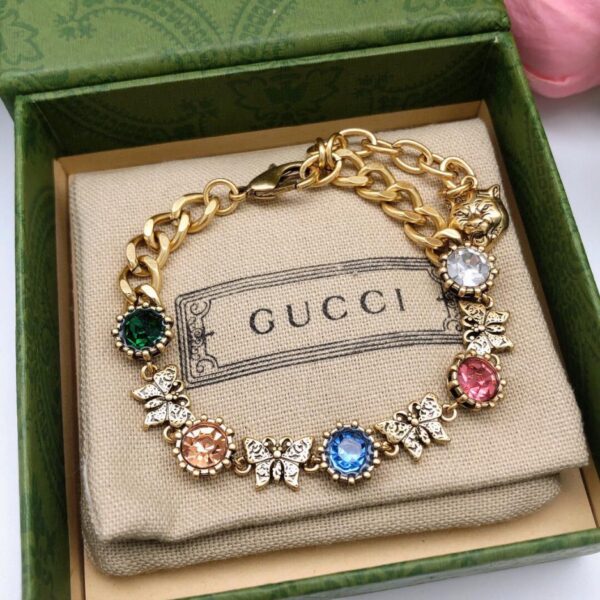 replica,repliche,fake,1:1,earrings,bracelet,ring,jewelry Bracciale Gucci moda GG con diamanti colorati (4B3A)